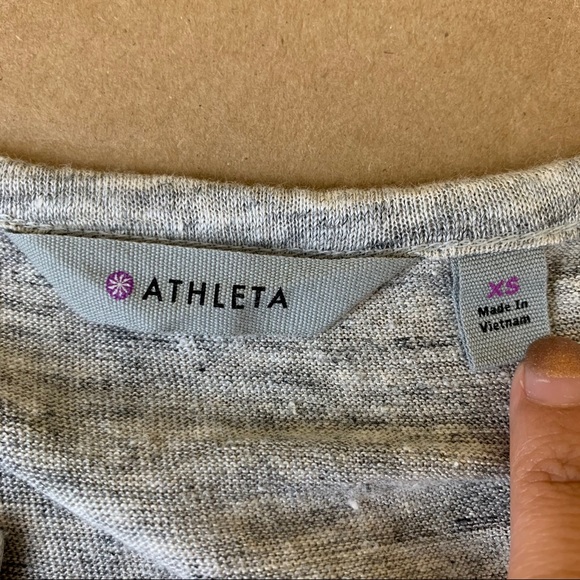 Athleta Heathered Grey Linen Tee - Picture 7 of 8